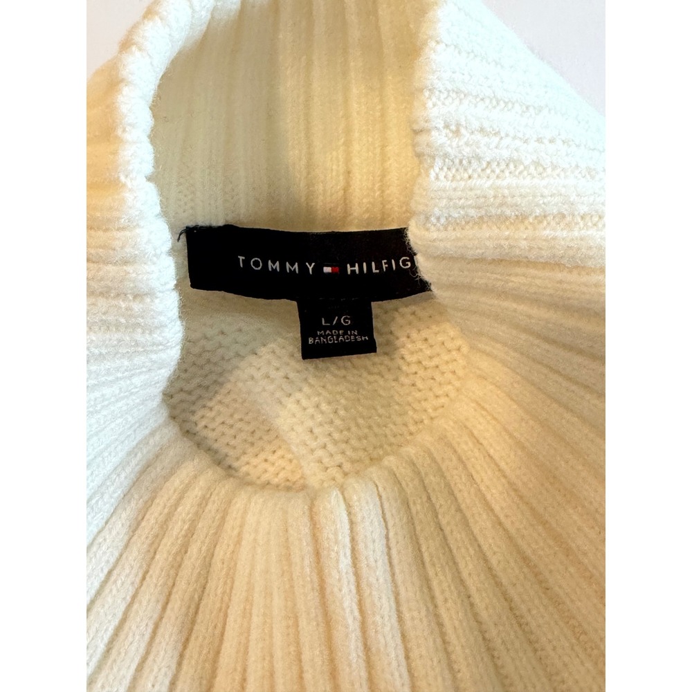 Tommy Hilfiger Womens Colorblock Mock Neck Sweater Red Navy Grey White Large - Picture 6 of 6
